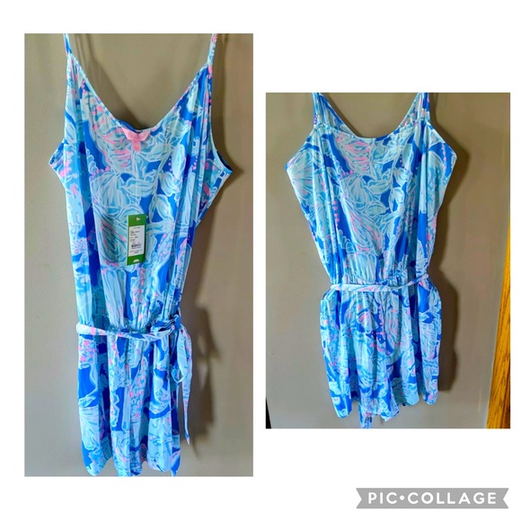 Lilly Pulitzer Deanna Romper in Bay Blue, NWT size XL. - Picture 1 of 9